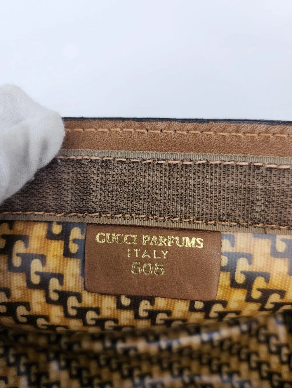 Vintage Gucci Sherry Line Velcro Suede Clutch